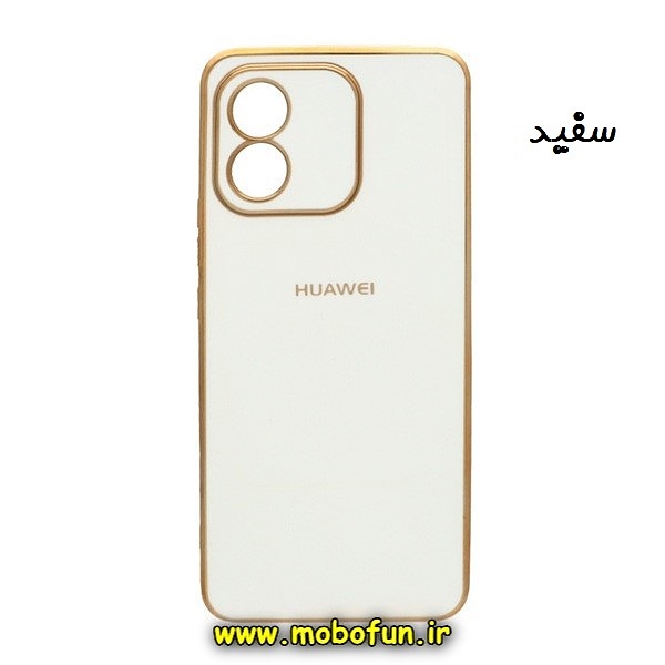 قاب گوشی Honor X5 4G آنر طرح ژله ای مای کیس گلد لاین دور طلایی محافظ لنز دار سفید کد 37