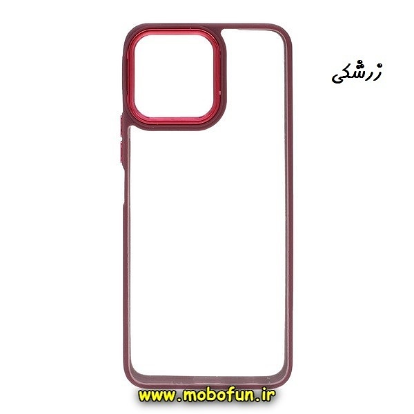 قاب گوشی Honor X6 4G - Honor X8 5G آنر اورجینال متال کیس Metal طرح پشت طلق شفاف دور سیلیکونی زرشکی کد 129