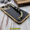 قاب گوشی iPhone 13 Pro آیفون طرح مای کیس گلد لاین لاکچری دستبندی نگین دار مرواریدی مشکی کد 418