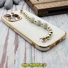 قاب گوشی iPhone 13 Pro آیفون طرح مای کیس گلد لاین لاکچری دستبندی نگین دار مرواریدی سفید کد 419