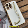 قاب گوشی iPhone 13 Pro آیفون طرح مای کیس گلد لاین لاکچری دستبندی نگین دار مرواریدی سفید کد 419