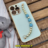قاب گوشی iPhone 13 Pro آیفون طرح مای کیس گلد لاین لاکچری دستبندی نگین دار مرواریدی سبزآبی کد 420