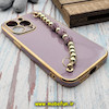 قاب گوشی iPhone 13 Pro آیفون طرح مای کیس گلد لاین لاکچری دستبندی نگین دار مرواریدی بنفش کد 421