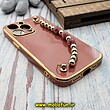 قاب گوشی iPhone 13 Pro آیفون طرح مای کیس گلد لاین لاکچری دستبندی نگین دار مرواریدی آجری کد 422