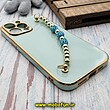 قاب گوشی iPhone 13 Pro Max آیفون طرح مای کیس گلد لاین لاکچری دستبندی نگین دار مرواریدی سبزآبی کد 602