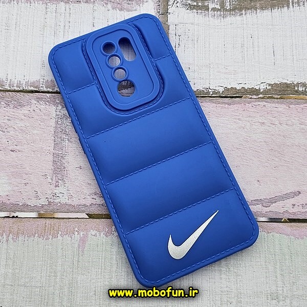 قاب گوشی Redmi 9 - Poco M2 شیائومی سیلیکون ژله ای پافر PC زیر بسته محافظ لنز دار طرح نایکی NIKE رنگ آبی کاربنی کد 261