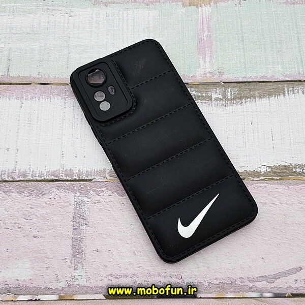 قاب گوشی Redmi Note 12S شیائومی سیلیکون ژله ای پافر PC زیر بسته محافظ لنز دار طرح نایکی NIKE رنگ مشکی کد 78