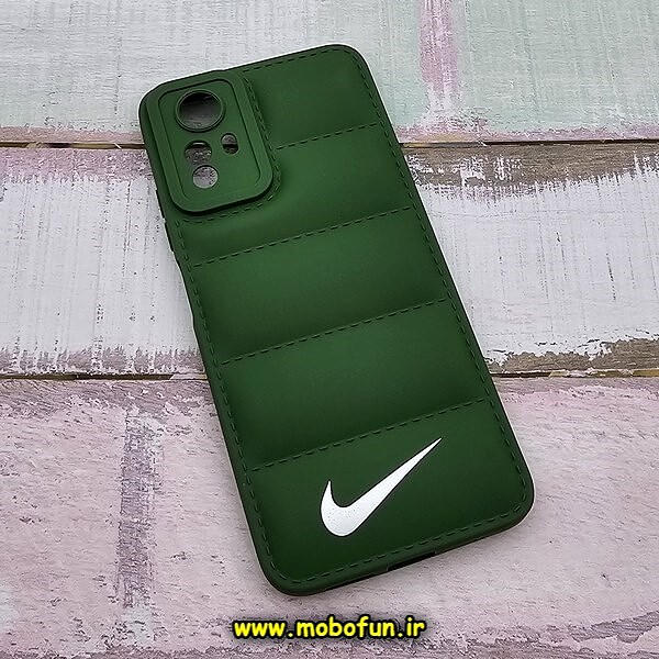 قاب گوشی Redmi Note 12S شیائومی سیلیکون ژله ای پافر PC زیر بسته محافظ لنز دار طرح نایکی NIKE رنگ سبز کد 80