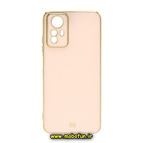 قاب گوشی Xiaomi 12 Lite شیائومی طرح ژله ای مای کیس گلد لاین دور طلایی محافظ لنز دار گلبهی کد 106