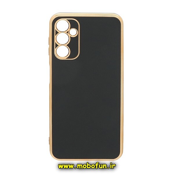 قاب گوشی Galaxy A14 4G - Galaxy A14 5G سامسونگ طرح ژله ای مای کیس گلد لاین دور طلایی محافظ لنز دار مشکی کد 564