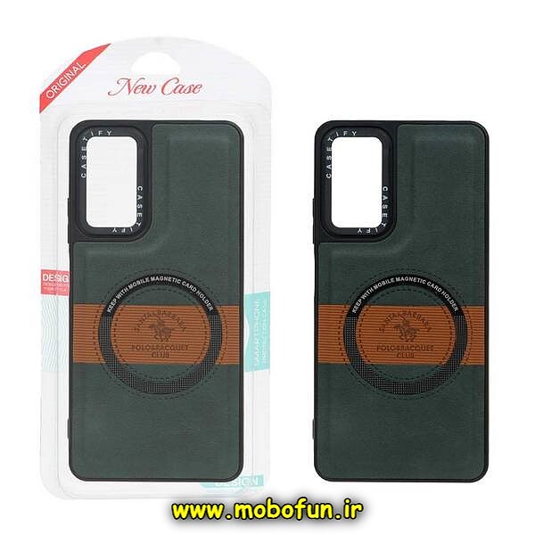 قاب گوشی Galaxy A14 4G - Galaxy A14 5G سامسونگ چرمی پولو طرح مگ سیفی اورجینال CASETIFY سبز کد 566