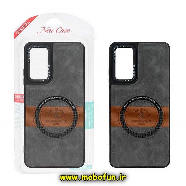 قاب گوشی Galaxy A14 4G - Galaxy A14 5G سامسونگ چرمی پولو طرح مگ سیفی اورجینال CASETIFY خاکستری کد 567