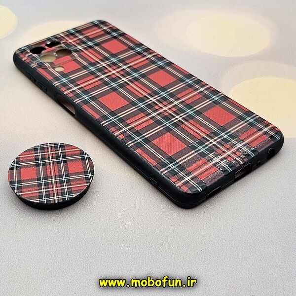 قاب گوشی Galaxy A22 4G - Galaxy M32 4G سامسونگ فانتزی سوزنی برجسته طرح باربری BURBERRY پاپ سوکت دار محافظ لنزدار کد 699