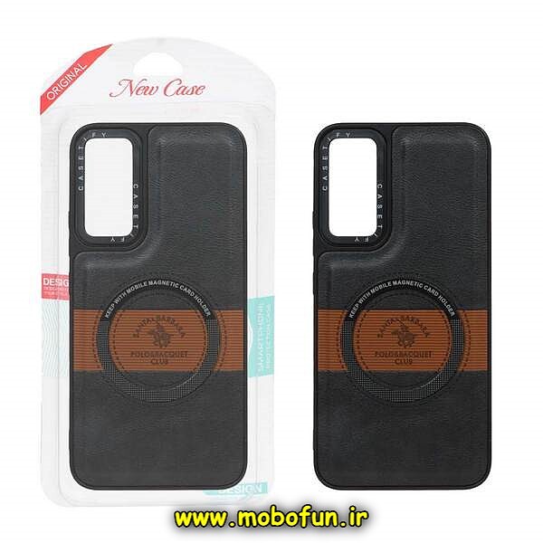 قاب گوشی Galaxy A34 5G سامسونگ چرمی پولو طرح مگ سیفی اورجینال CASETIFY مشکی کد 473
