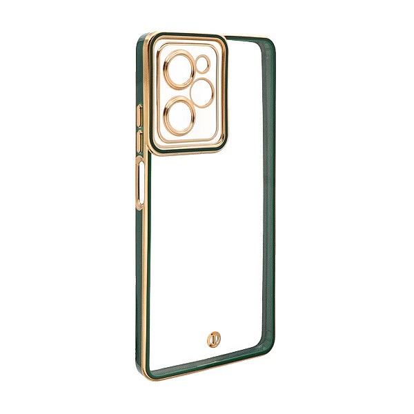 قاب گوشی Poco X5 Pro شیائومی طرح الکتروپلیتینگ ژله ای شفاف اورجینال یونیک کیس Unique Case محافظ لنز دار سبز تیره کد 189
