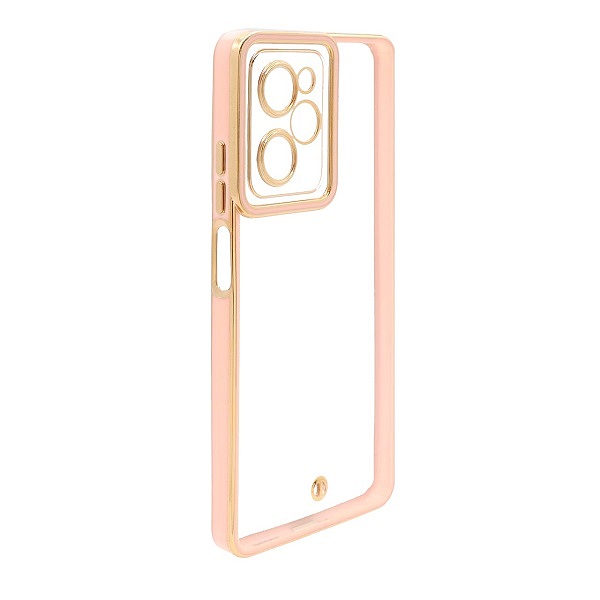قاب گوشی Poco X5 Pro شیائومی طرح الکتروپلیتینگ ژله ای شفاف اورجینال یونیک کیس Unique Case محافظ لنز دار گلبهی کد 190