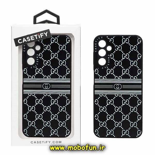 قاب گوشی Galaxy A14 4G - Galaxy A14 5G سامسونگ پشت گلس آینه ای CASETIFY طرح لاکچری گوچی GUCCI محافظ لنزدار مشکی کد 585