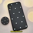 قاب گوشی iPhone X - iPhone XS آیفون فانتزی سوزنی برجسته طرح قلب مشکی پاپ سوکت دار محافظ لنزدار کد 572