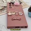 قاب گوشی Galaxy S22 Ultra سامسونگ طرح سیلیکونی ژله ای سه بعدی برجسته عروسکی محافظ لنز دار پام پام گلبهی کد 378