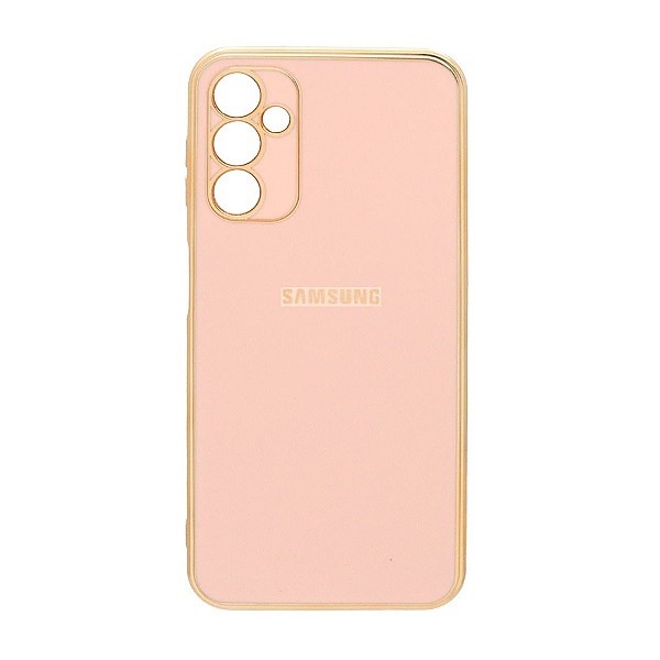 قاب گوشی Galaxy A34 5G سامسونگ طرح ژله ای مای کیس گلد لاین دور طلایی محافظ لنز دار گلبهی کد 494