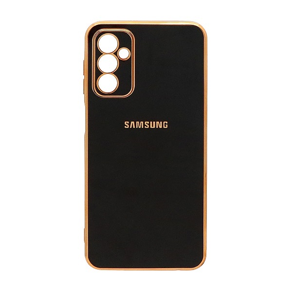 قاب گوشی Galaxy A34 5G سامسونگ طرح ژله ای مای کیس گلد لاین دور طلایی محافظ لنز دار مشکی کد 497