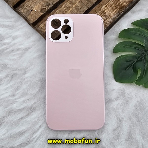 قاب گوشی iPhone 11 Pro Max آیفون مدل PVD ضد خش پشت گلس شیشه ای محافظ لنز دار صورتی کد 643