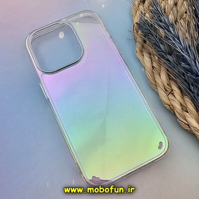 قاب گوشی iPhone 14 Pro طرح طلقی شیشه ای شفاف ایربگ دار کپسولی هولوگرامی کد 185