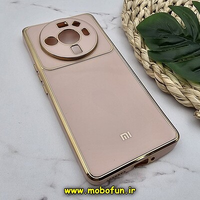 قاب گوشی Xiaomi 12S Ultra شیائومی طرح ژله ای مای کیس گلد لاین دور طلایی محافظ لنز دار گلبهی کد 4