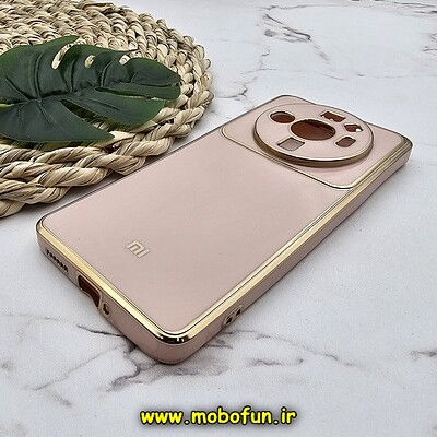 قاب گوشی Xiaomi 12S Ultra شیائومی طرح ژله ای مای کیس گلد لاین دور طلایی محافظ لنز دار گلبهی کد 4