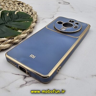 قاب گوشی Xiaomi 12S Ultra شیائومی طرح ژله ای مای کیس گلد لاین دور طلایی محافظ لنز دار آبی فیلی کد 5