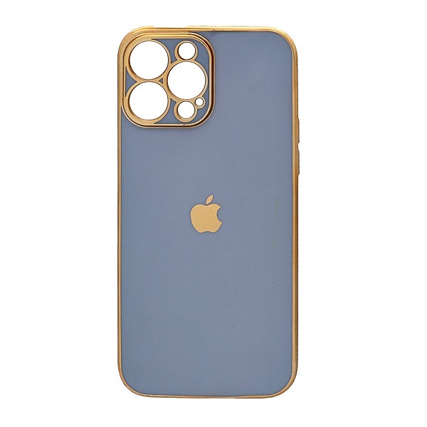 قاب گوشی iPhone 13 Pro آیفون طرح ژله ای مای کیس گلد لاین دور طلایی محافظ لنز دار آبی فیلی کد 427