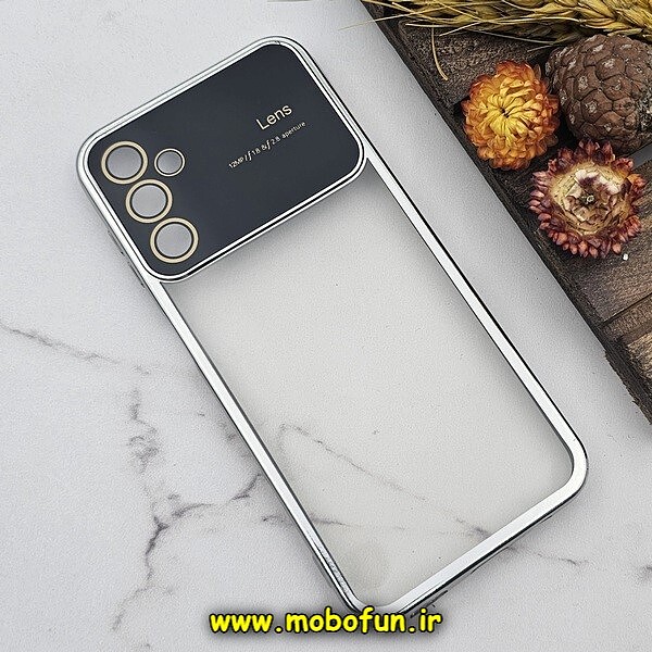 قاب گوشی Galaxy A14 4G - Galaxy A14 5G سامسونگ طرح الکتروپلیتینگ ژله ای شفاف اورجینال Camera Lens محافظ لنز دار نقره ای کد 592