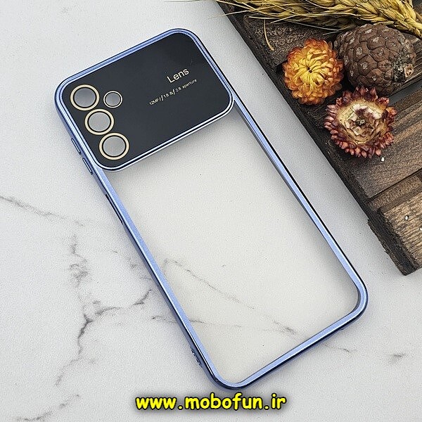 قاب گوشی Galaxy A14 4G - Galaxy A14 5G سامسونگ طرح الکتروپلیتینگ ژله ای شفاف اورجینال Camera Lens محافظ لنز دار آبی کد 593