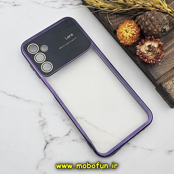 قاب گوشی Galaxy A14 4G - Galaxy A14 5G سامسونگ طرح الکتروپلیتینگ ژله ای شفاف اورجینال Camera Lens محافظ لنز دار بنفش کد 594