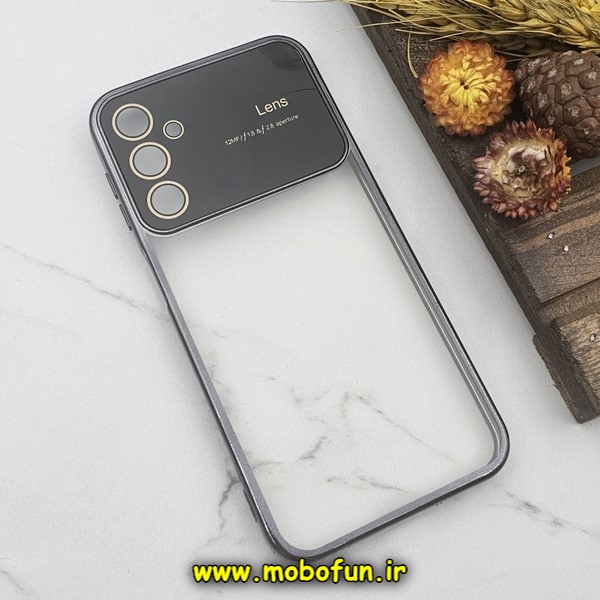 قاب گوشی Galaxy A24 4G سامسونگ طرح الکتروپلیتینگ ژله ای شفاف اورجینال Camera Lens محافظ لنز دار مشکی کد 323