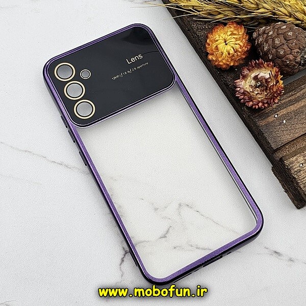 قاب گوشی Galaxy A34 5G سامسونگ طرح الکتروپلیتینگ ژله ای شفاف اورجینال Camera Lens محافظ لنز دار بنفش کد 498