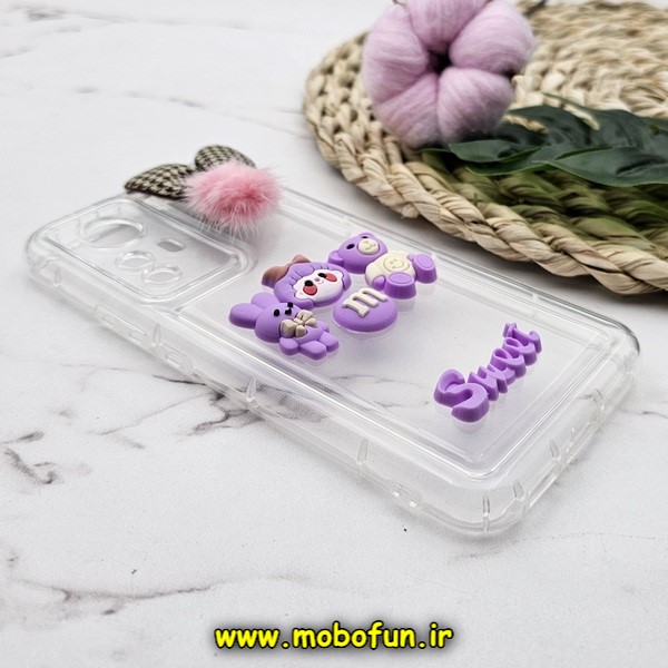 قاب گوشی Xiaomi 12T - Xiaomi 12T Pro شیائومی طرح شفاف ژله ای سه بعدی برجسته عروسکی SWEET محافظ لنز دار پام پام یاسی کد 207