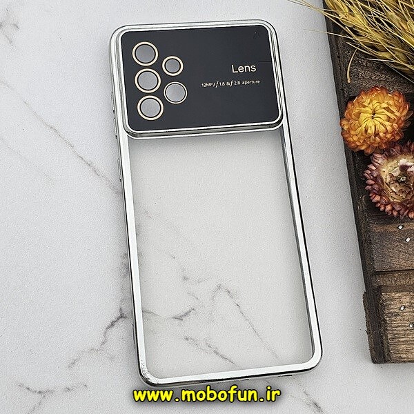 قاب گوشی Galaxy A52 - Galaxy A52S سامسونگ طرح الکتروپلیتینگ ژله ای شفاف اورجینال Camera Lens محافظ لنز دار نقره ای کد 1226