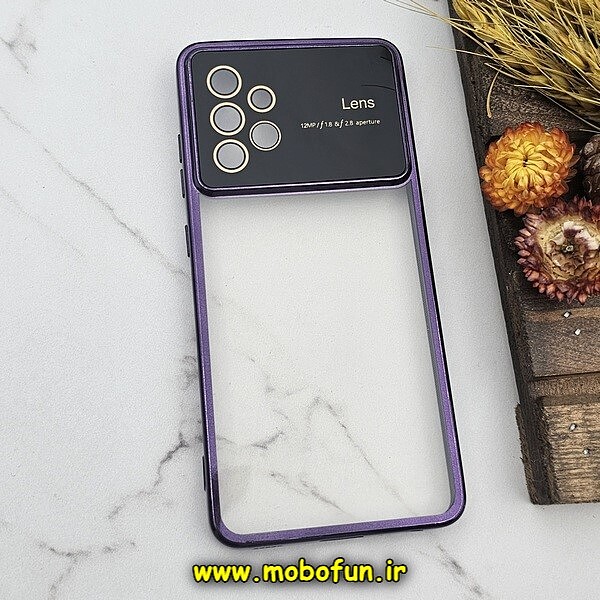 قاب گوشی Galaxy A52 - Galaxy A52S سامسونگ طرح الکتروپلیتینگ ژله ای شفاف اورجینال Camera Lens محافظ لنز دار بنفش کد 1227