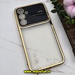 قاب گوشی Galaxy A54 5G سامسونگ طرح الکتروپلیتینگ ژله ای شفاف اورجینال Camera Lens محافظ لنز دار طلایی کد 584