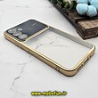 قاب گوشی Galaxy A54 5G سامسونگ طرح الکتروپلیتینگ ژله ای شفاف اورجینال Camera Lens محافظ لنز دار طلایی کد 584