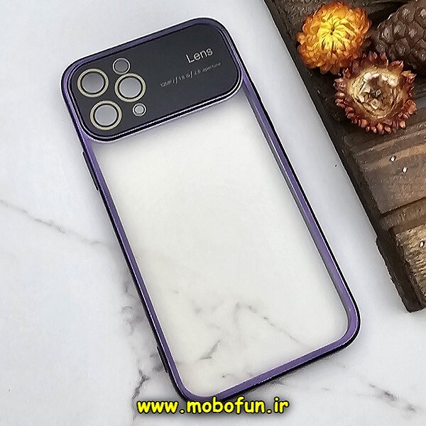 قاب گوشی iPhone 11 Pro آیفون طرح الکتروپلیتینگ ژله ای شفاف اورجینال Camera Lens محافظ لنز دار بنفش کد 502