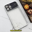 قاب گوشی iPhone 13 Pro Max آیفون طرح الکتروپلیتینگ ژله ای شفاف اورجینال Camera Lens محافظ لنز دار نقره ای کد 622