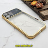 قاب گوشی iPhone 13 Pro Max آیفون طرح الکتروپلیتینگ ژله ای شفاف اورجینال Camera Lens محافظ لنز دار طلایی کد 624