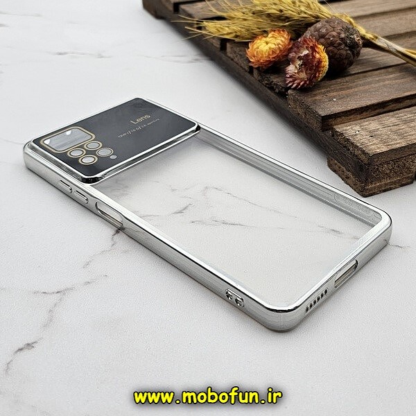 قاب گوشی Redmi Note 11 Pro 4G Global - Redmi Note 11 Pro 5G Global - Redmi Note 11E Pro 5G - Redmi Note 12 Pro 4G شیائومی طرح الکتروپلیتینگ ژله ای شفاف اورجینال Camera Lens محافظ لنز دار نقره ای کد 713