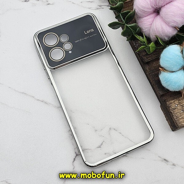 قاب گوشی Redmi Note 12 4G شیائومی طرح الکتروپلیتینگ ژله ای شفاف اورجینال Camera Lens محافظ لنز دار نقره ای کد 294