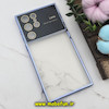 قاب گوشی Galaxy S22 Ultra سامسونگ طرح الکتروپلیتینگ ژله ای شفاف اورجینال Camera Lens محافظ لنز دار آبی کد 384