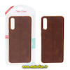 قاب گوشی Galaxy A30S - Galaxy A50S - Galaxy A50 سامسونگ اورجینال PULOKA پولوکا NEW CASE طرح ژله ای چرمی دوخت دار دور طلایی قهوه ای کد 1081