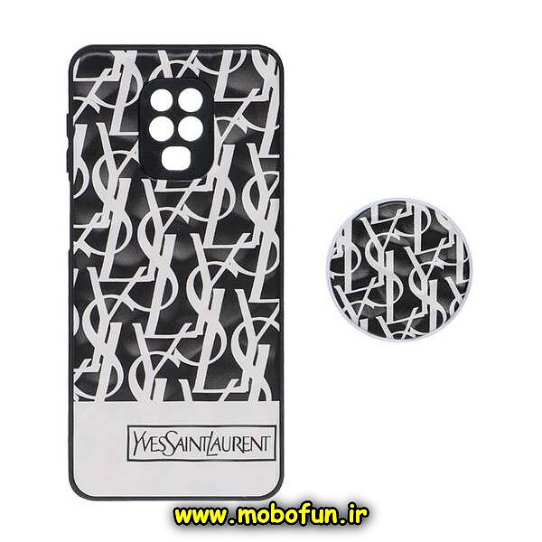 قاب گوشی Redmi Note 9S - Redmi Note 9 Pro شیائومی شش ضلعی طرح دار ایو سن لوران YSL محافظ لنز دار پاپ سوکت دار کد 1009