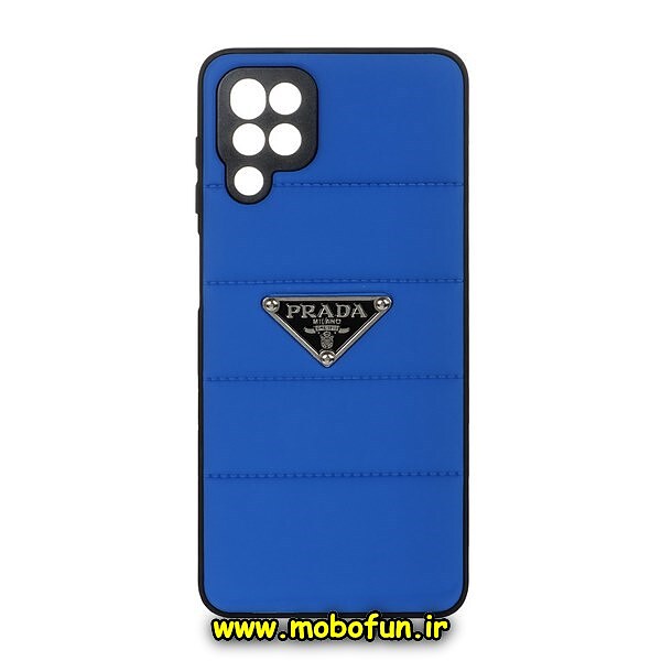 قاب گوشی Galaxy A12 - Galaxy M12 سامسونگ طرح دار پافر چرمی محافظ لنز دار پرادا PRADA آبی کد 1431